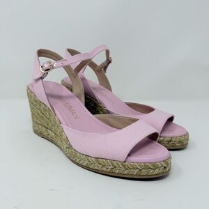 New Stuart Weitzman Tia Espadrille Wedge Sandal Pink Sz US 9